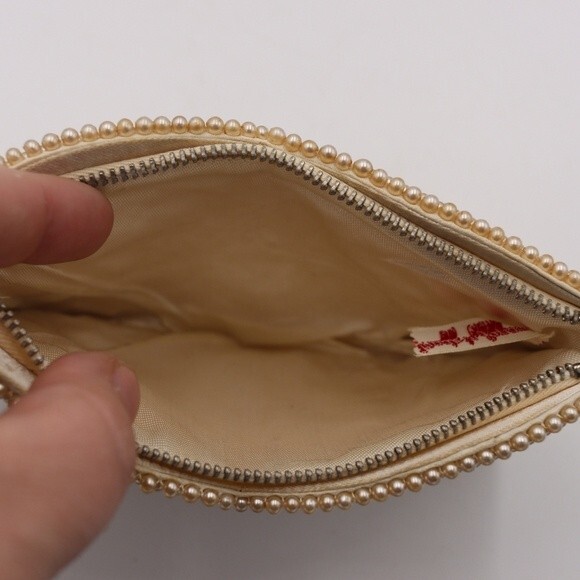 Vintage Small Beaded Clutch Ivory & White Japan Evening Bag - Picture 7 of 8